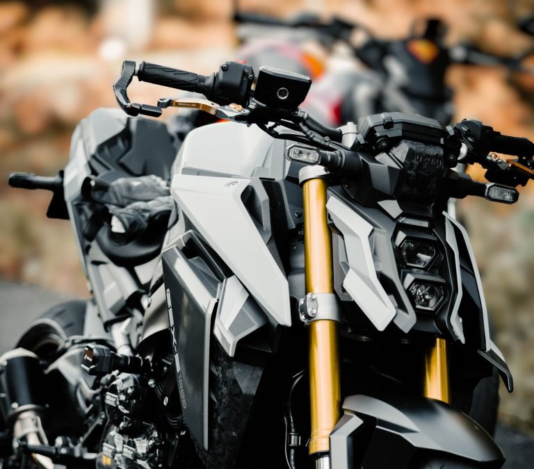 High-quality close-up of a modern naked motorcycle parked outdoors